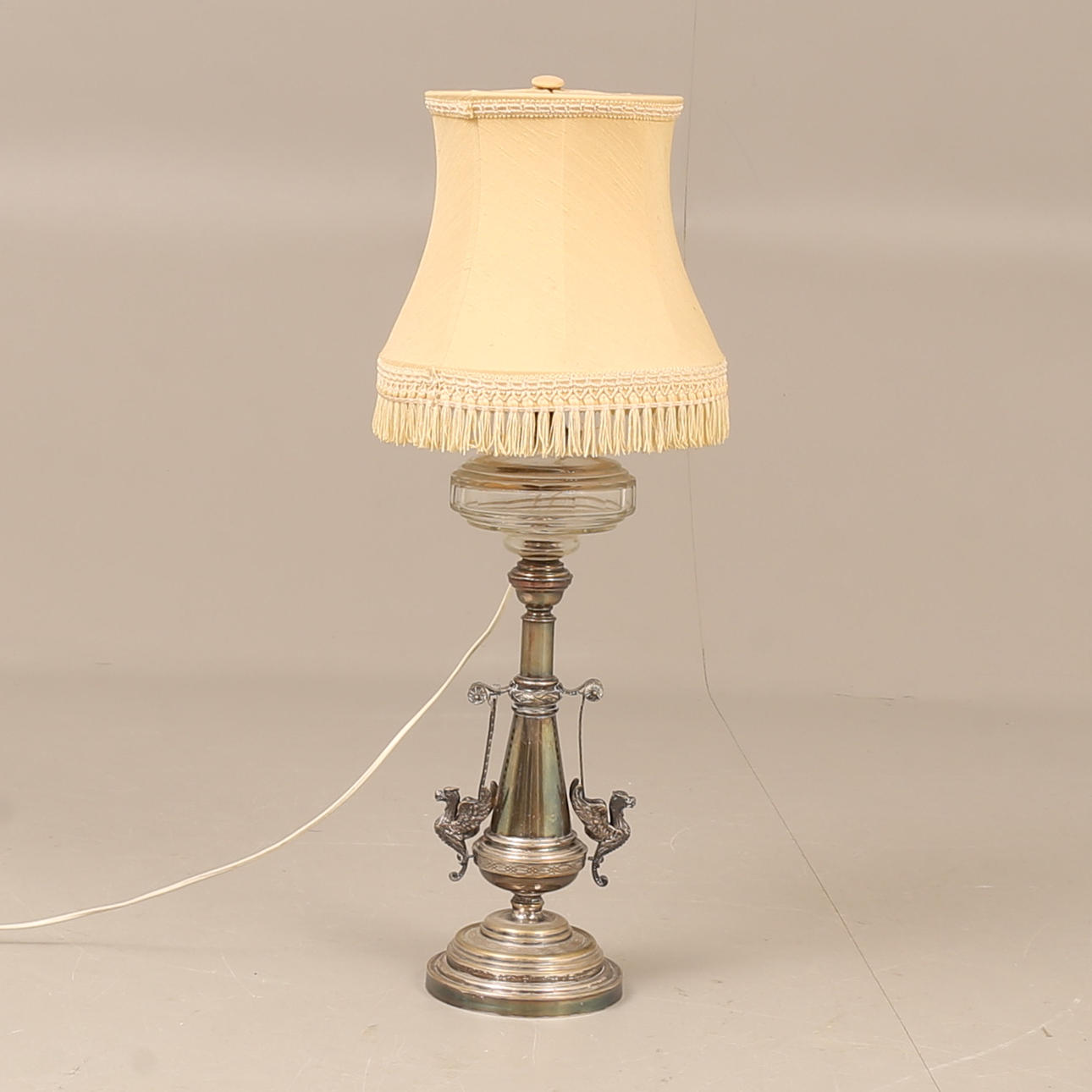 TABLE LAMP, metal and glass.