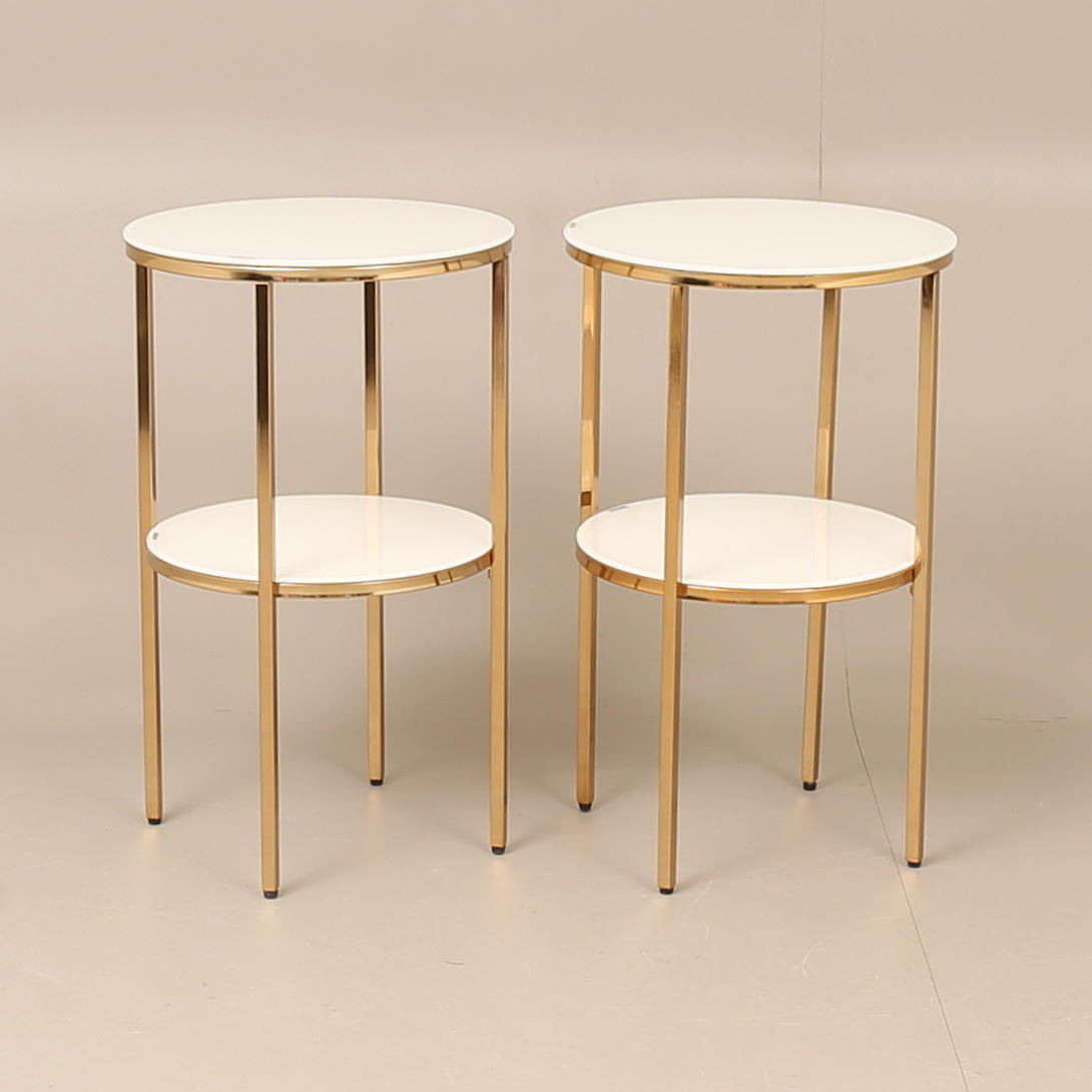 TABLE, 2 pieces, glass and metal.