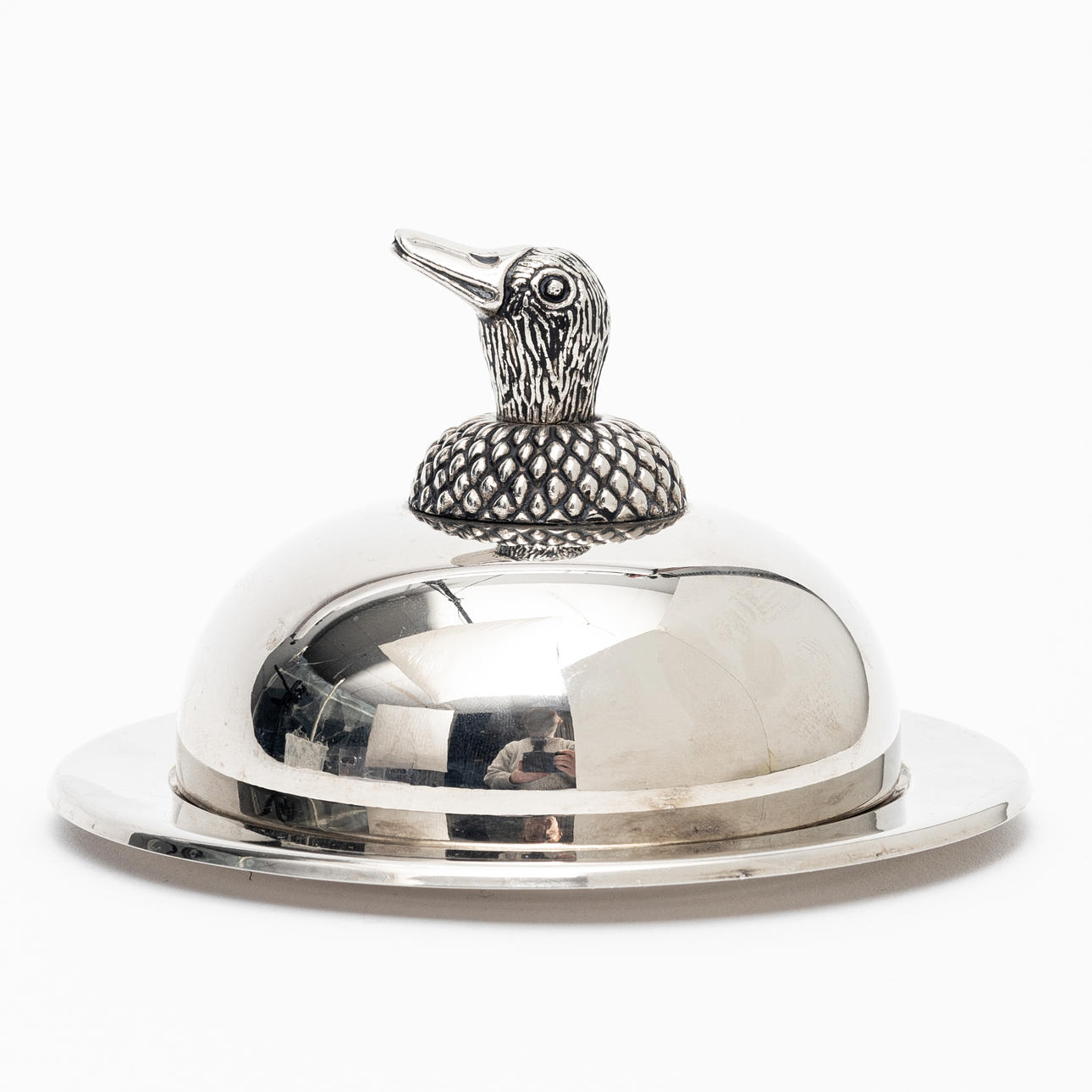 SMÖRGÖMMA, vitmetall och glas.