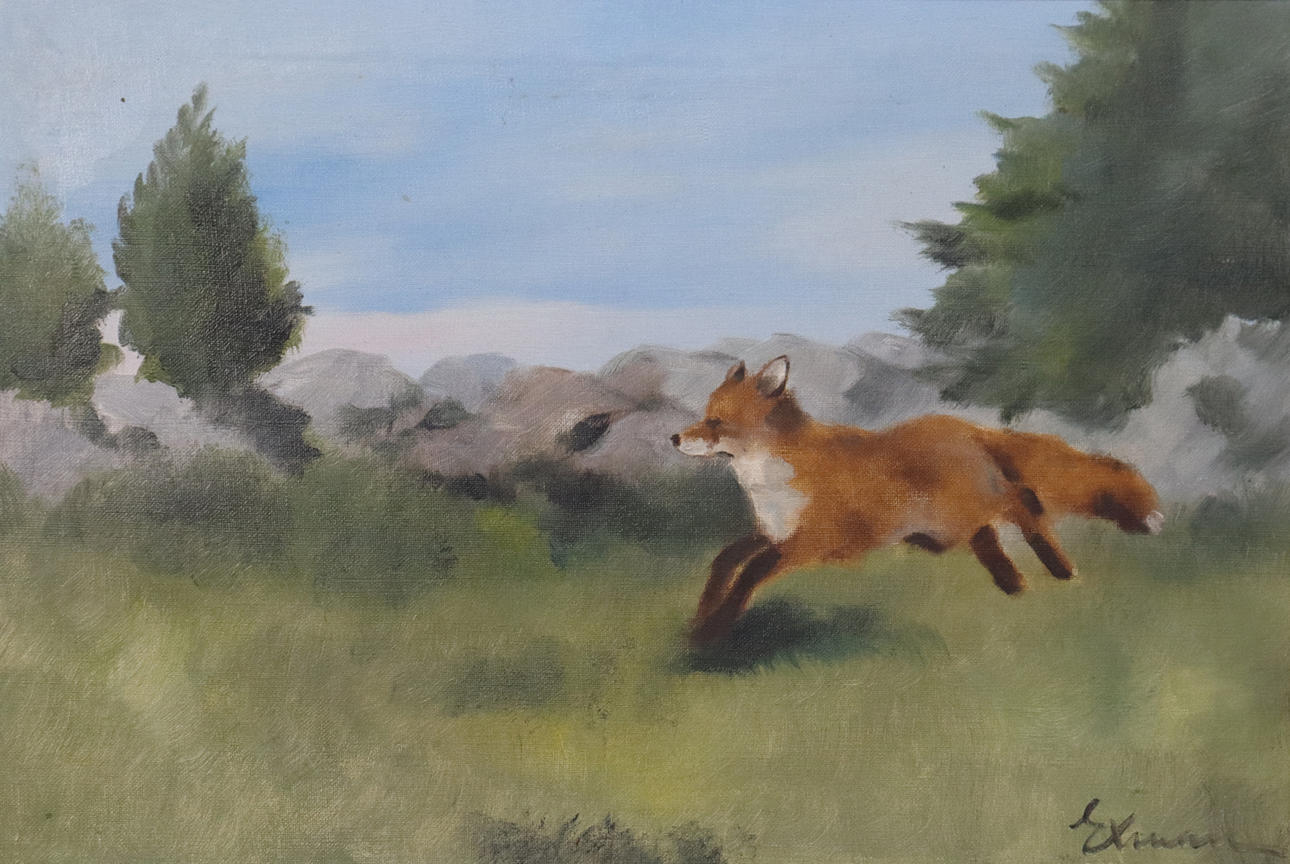 JOHAN EKMAN. oil on canvas, running fox.