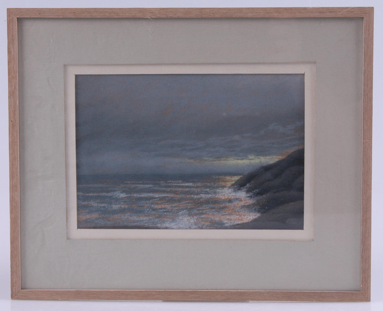 L SMIDT. pastell, kustlandskap, signerad.