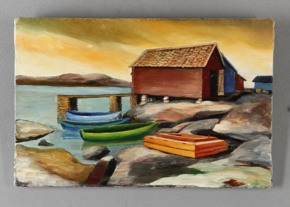 BEDA LÖBERG. Kustmotiv, olja på duk, monogramsignerad.