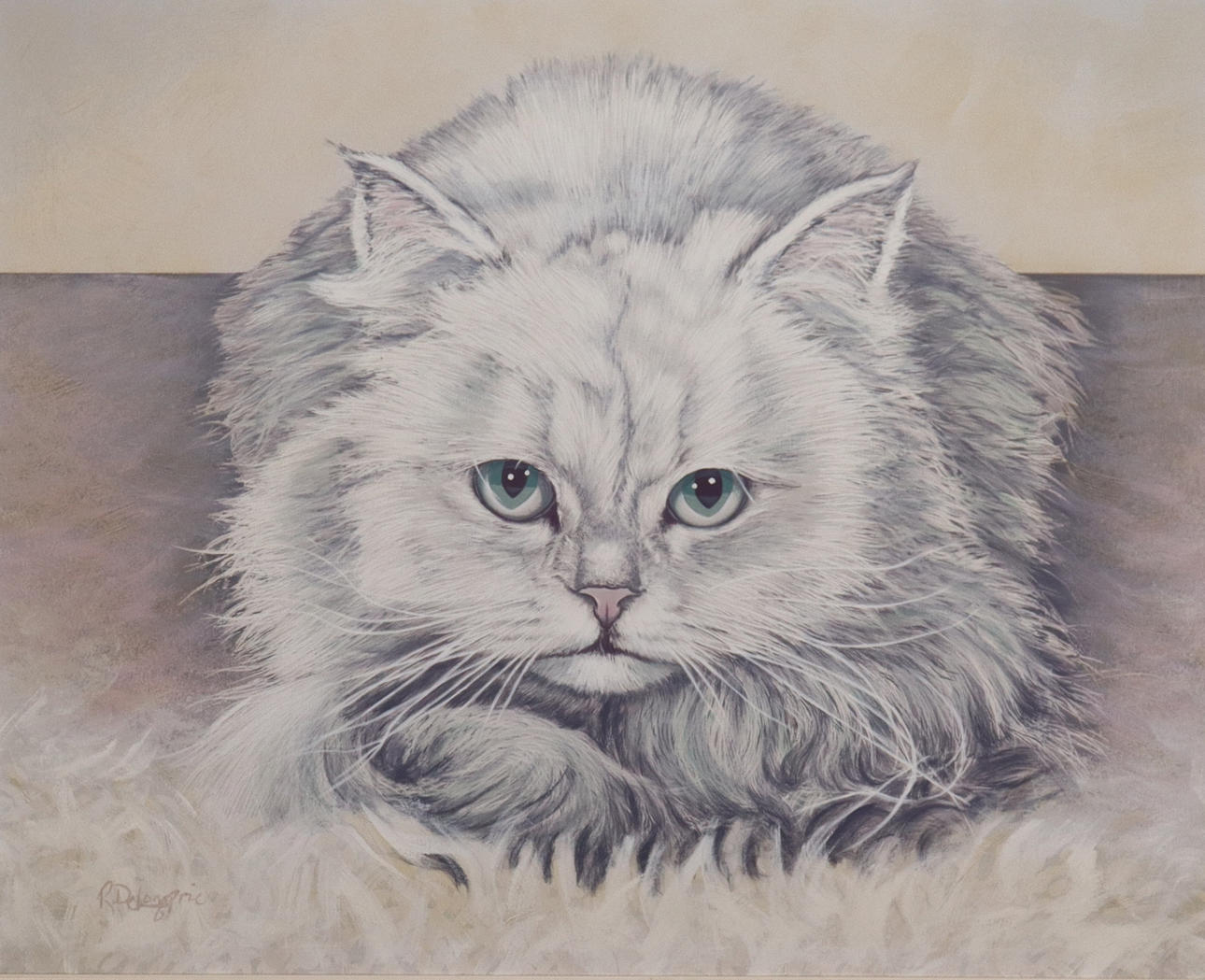 OIDENTIFIERAD KONSTNÄR. olja på duk, katt, Perser.