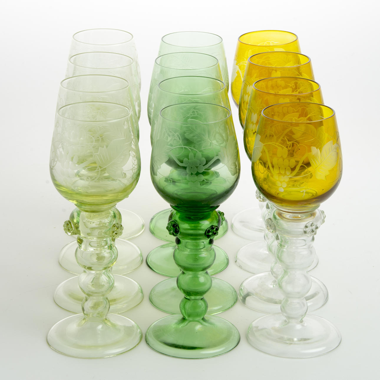 REMMARE, 12 stycken, olikfärgat glas.