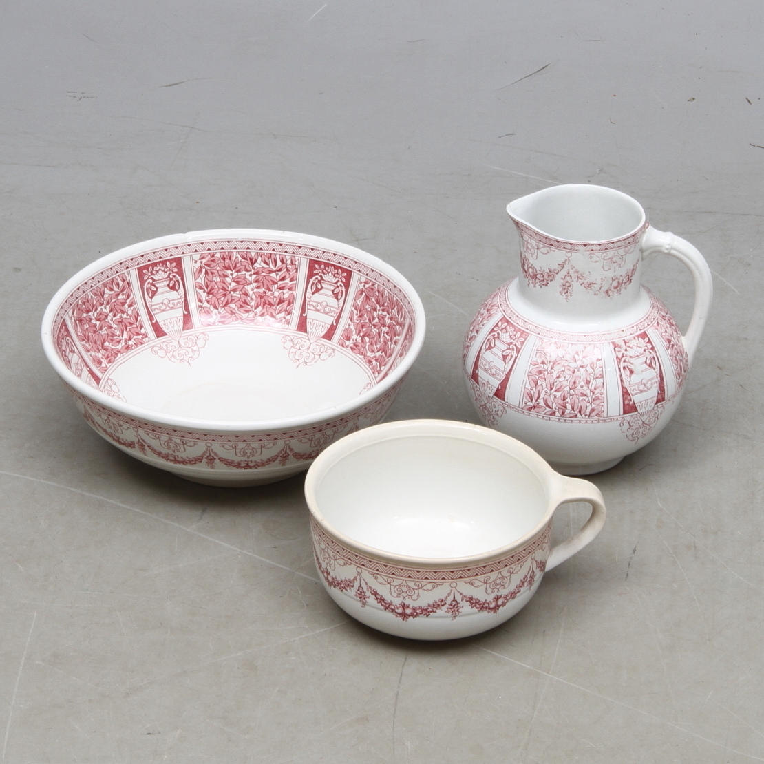 TVÄTTSET, 3 delar, flintgods, "Como", Gustavsberg.