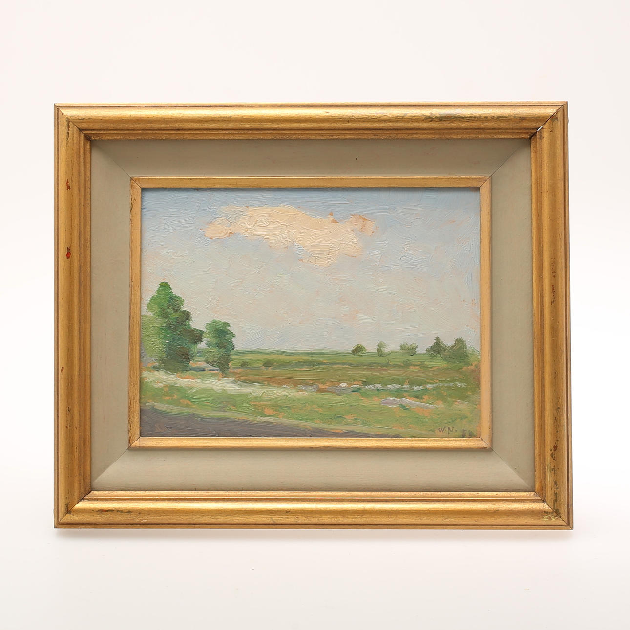 WILLIAM NORDING. Olja på pannå. Landskap, signerad.