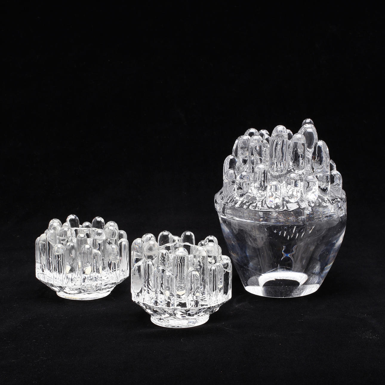 GÖRAN WÄRFF. Ljusstakar, 3 st, glas, Kosta.