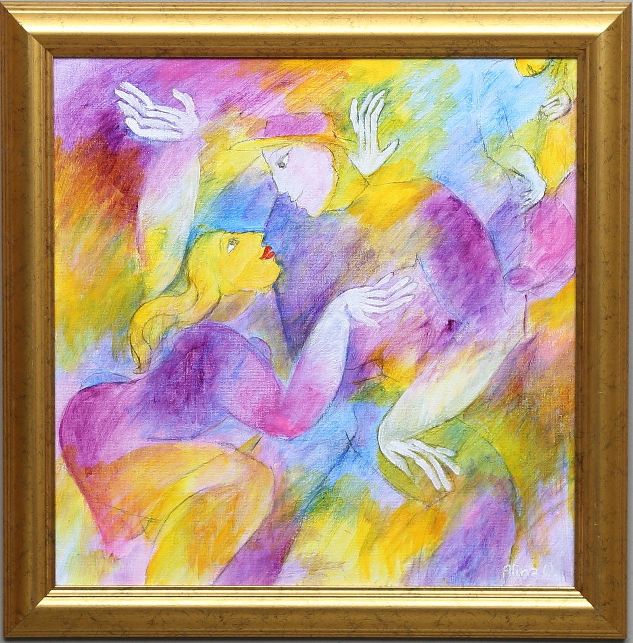 ALINA WITWITZKA. "Jazzkväll". Akryl på duk, signerad.