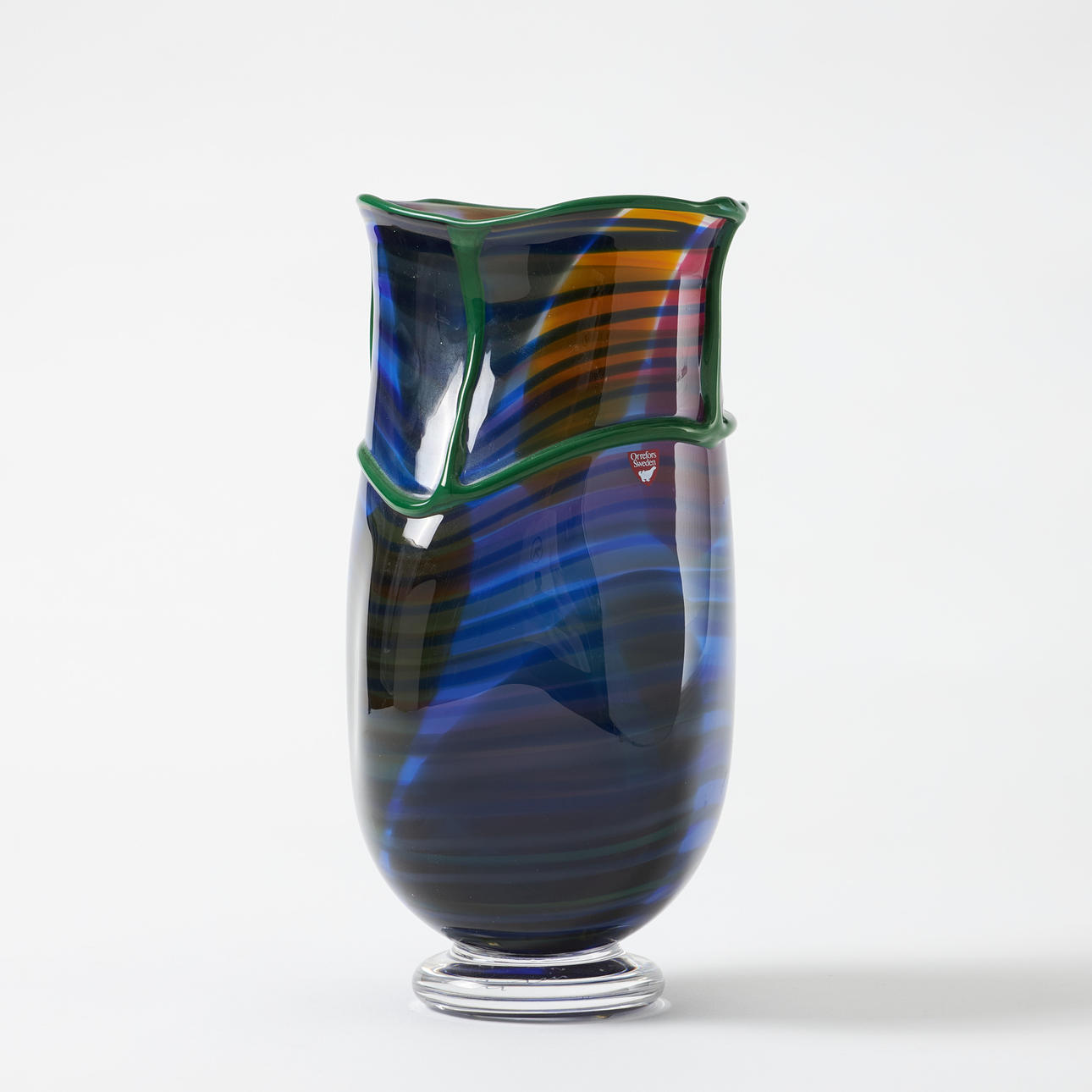 GUNNAR CYRÉN. “Salamander”, a vase, Orrefors, polychrome, irregular shape, signed.