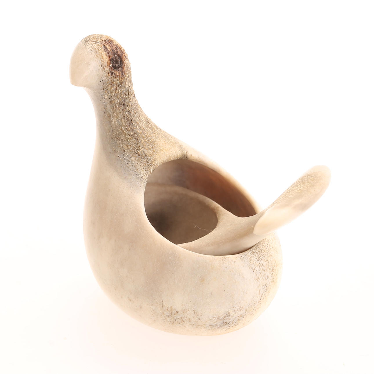 LARS PIRAK. Saltripa with spoon, horn, signed -72.