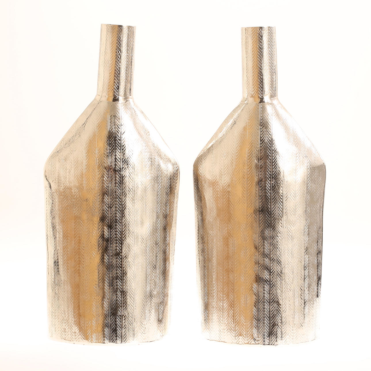 VASES, 2 pieces, metal, contemporary.