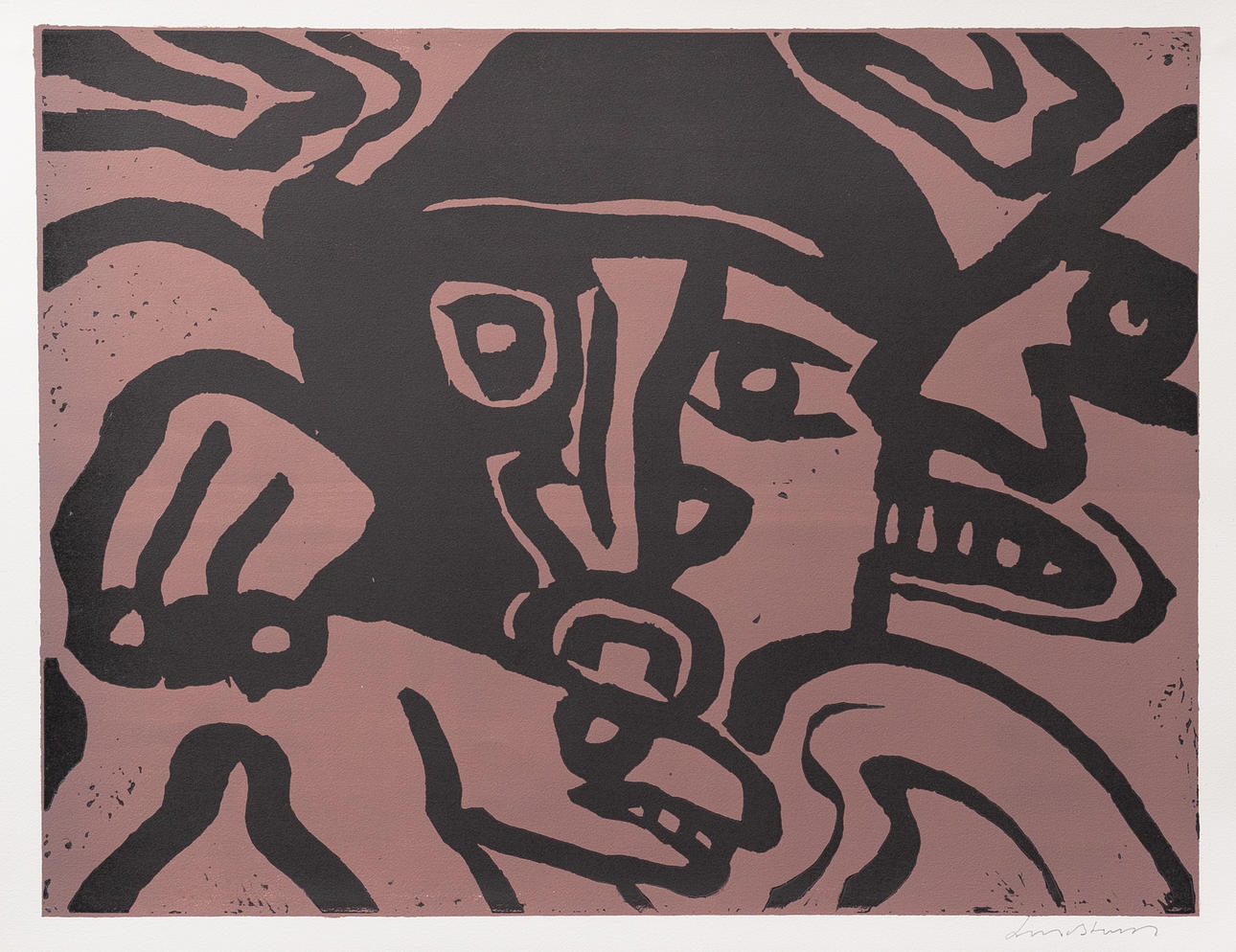 BENGT LINDSTRÖM. "Vakterna", litografi, signerad.