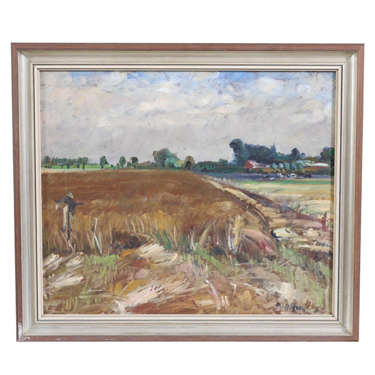 ANDERS OLSON. Landscape, oil on panel, signed.