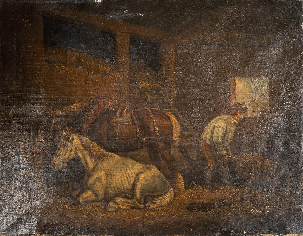 OKÄND KONSTNÄR, Stallinteriör, 1800-tal.