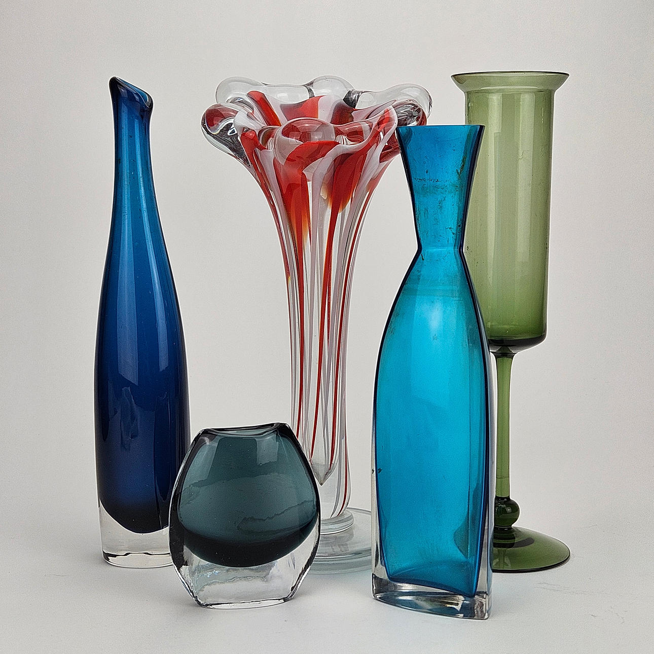 A set of five 20th century vases.