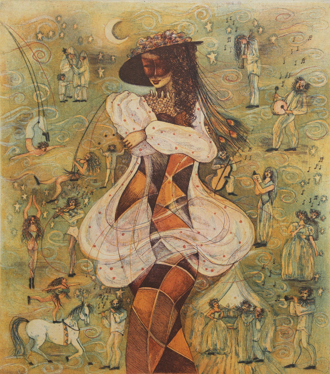 IRENE JARZ. “Prima Donna”, color etching, signed and numbered EA.