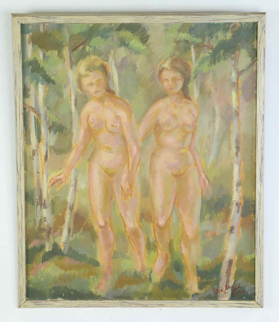 PALLE ÅBERG. olja på duk, "Flickor", signerad, daterad 60.