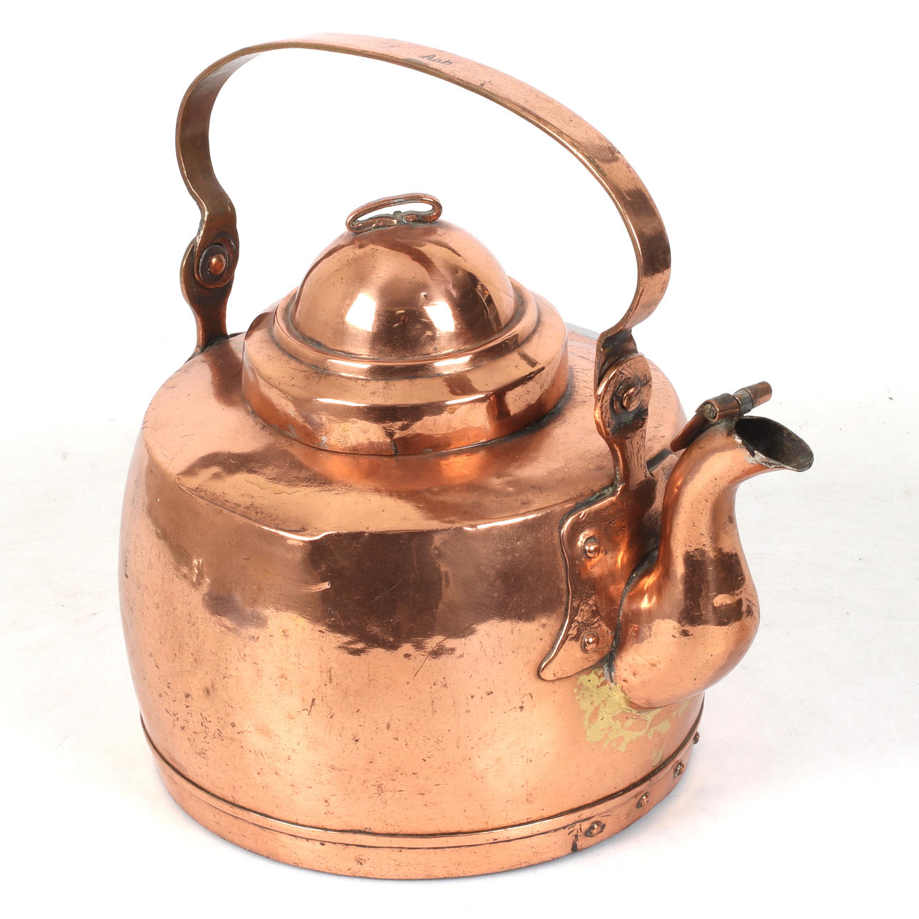 COFFEE POT, copper, marked AEB. 18th/20th century.