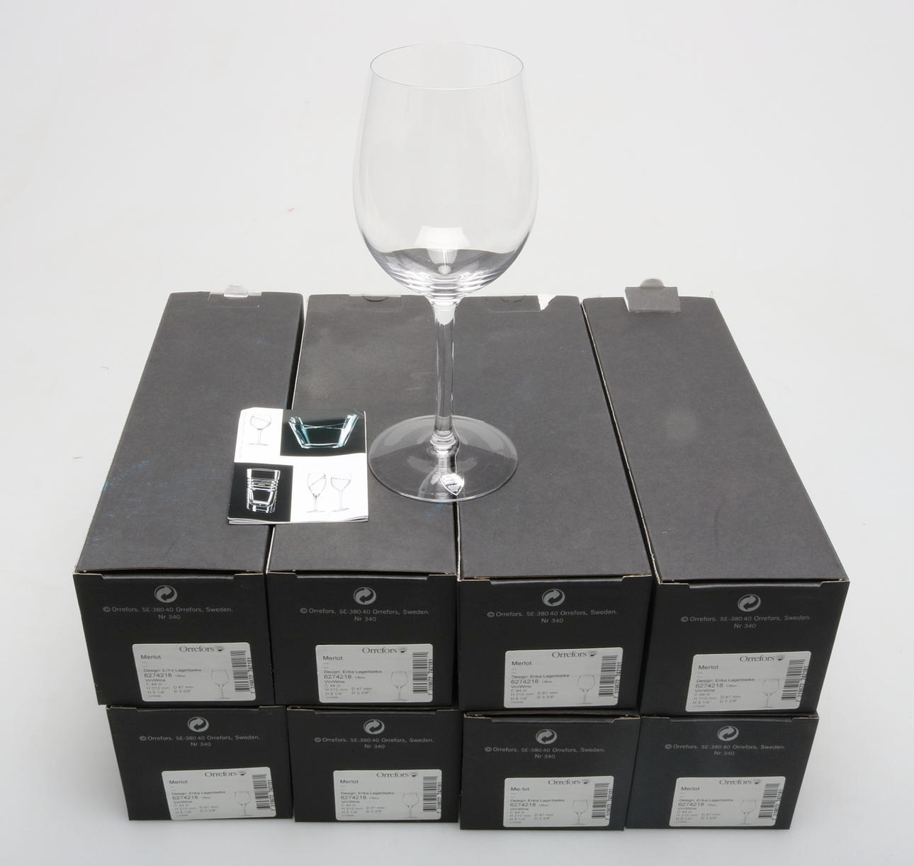 VINGLAS, 8 st, "Merlot", Erika Lagerbielke, Orrefors.