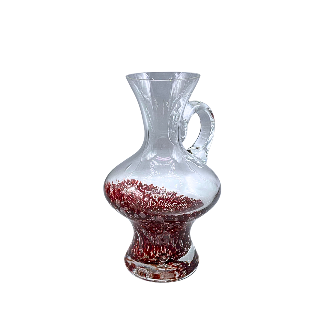 DESIGNER GLASS HANDLE VASE.