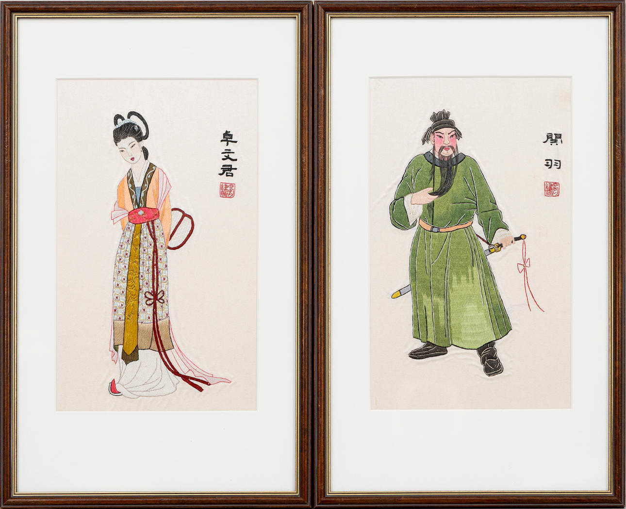 BRODERADE TAVLOR, 2 st, Kina, 1900-tal.