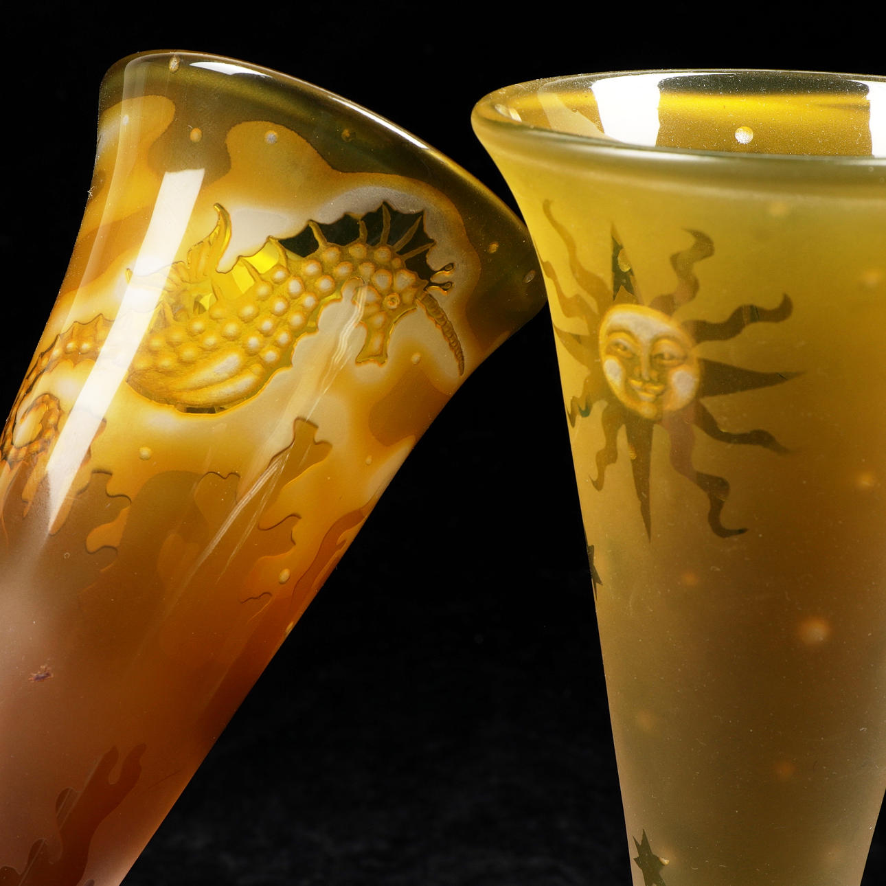 ASTRID GATE. Champagne glasses, a pair, unique, signed and dated 98.