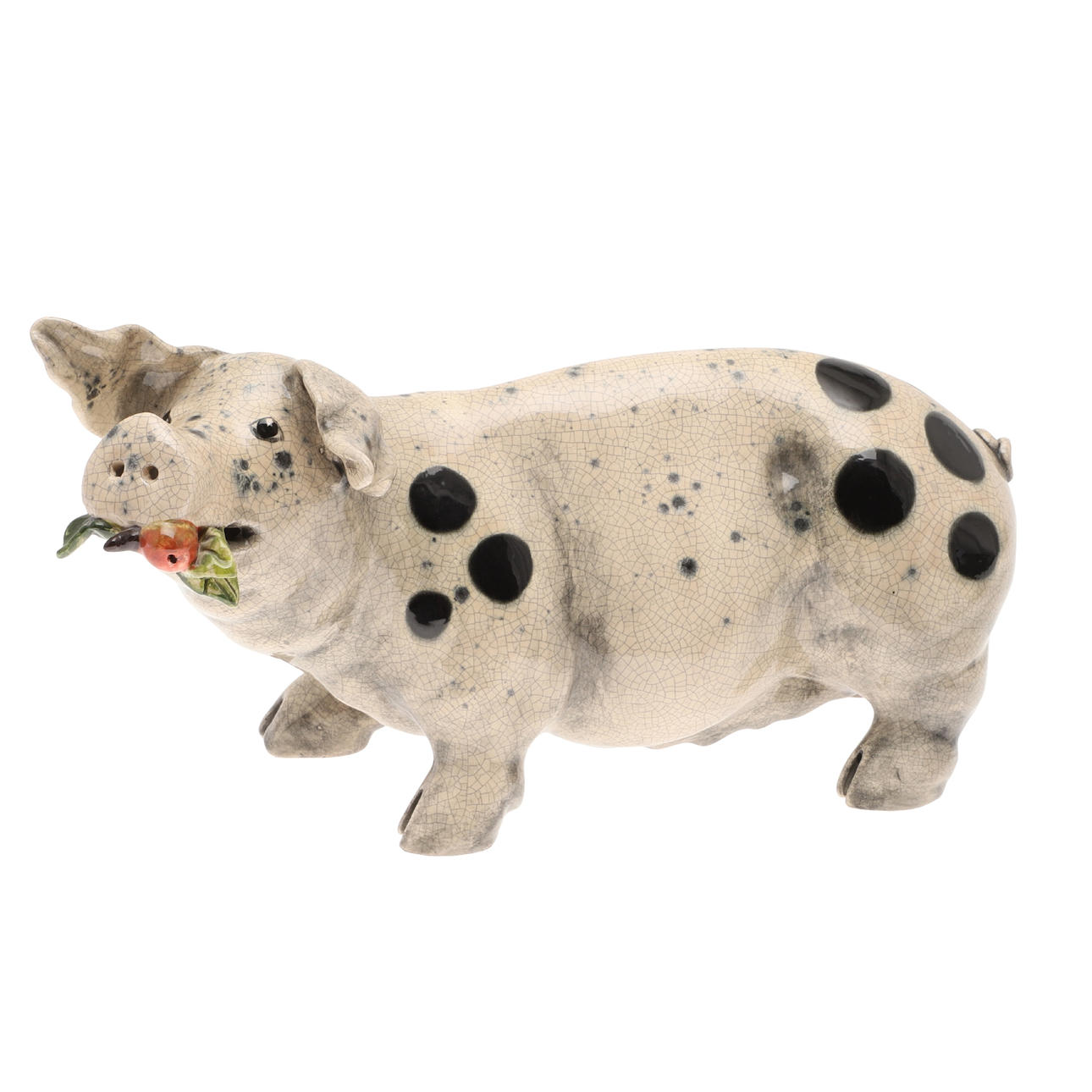 SUE MASTERS (BRITISH). STUDIO POTTERY PIG - 'OLD SPOT'.