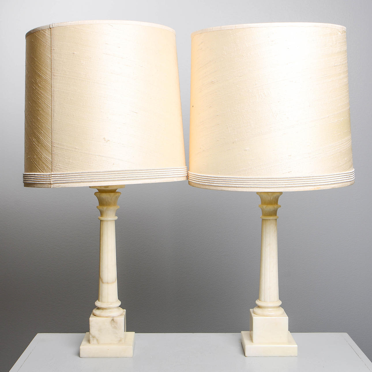 Table lamps, 2 pcs, alabaster, Italy.