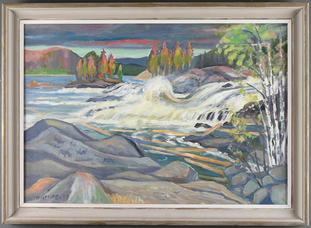 HAMPE SVANBERG. "Hällristning vid Nämforsen Ådalsliden", olja på duk, signerad.