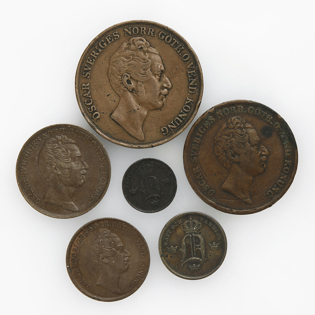 OSKAR I (1844-1859), 6 copper coins.