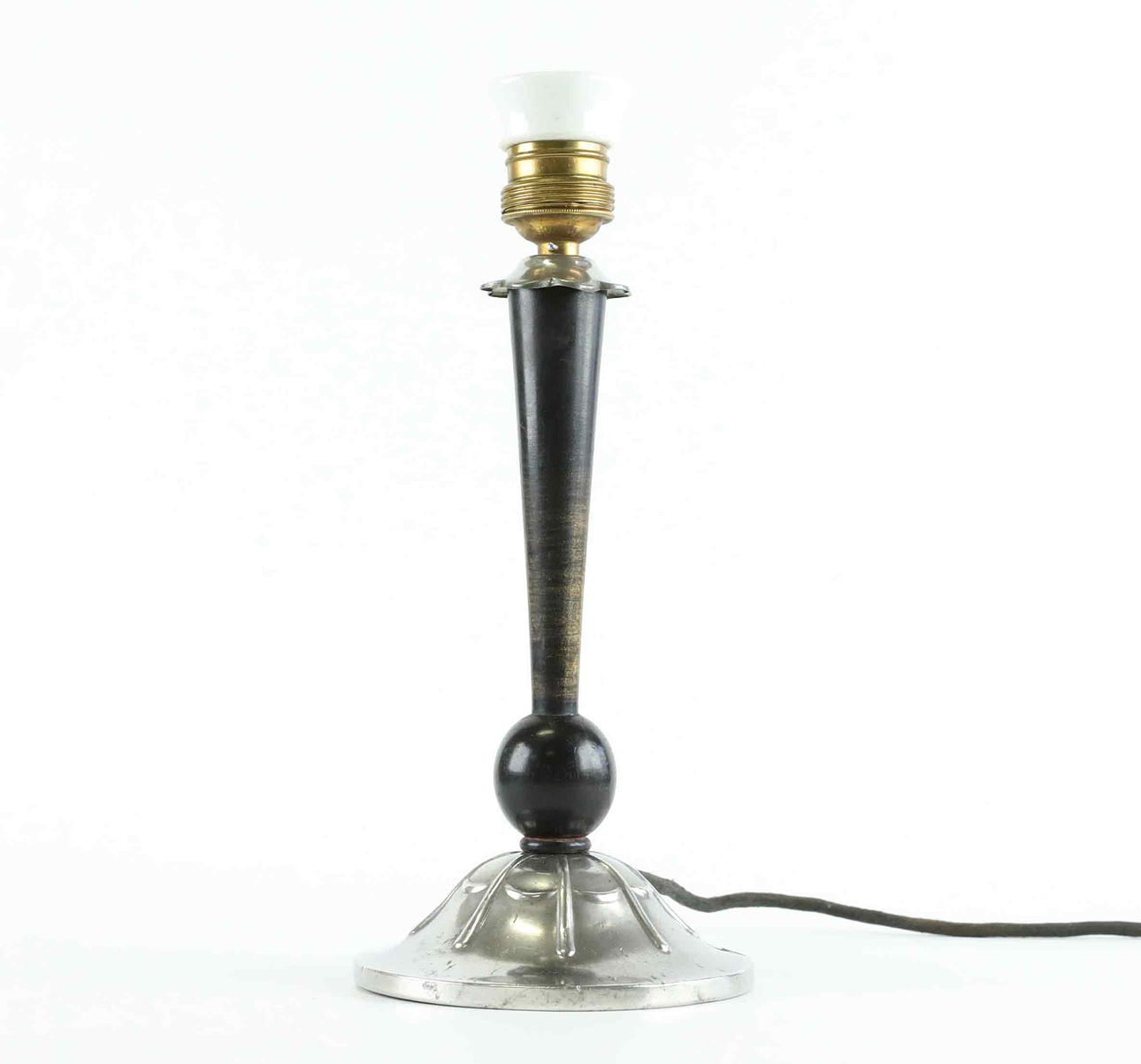A 1930s Art Déco pewter table lamp.