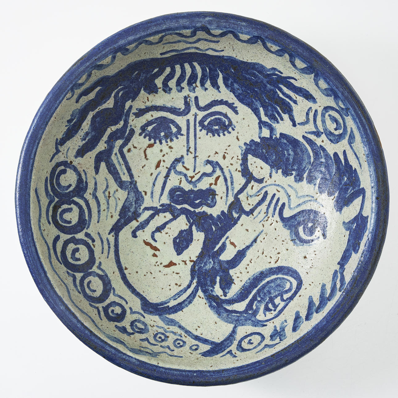 ÅKE HOLM. Bowl plate, glazed ceramic, signed.