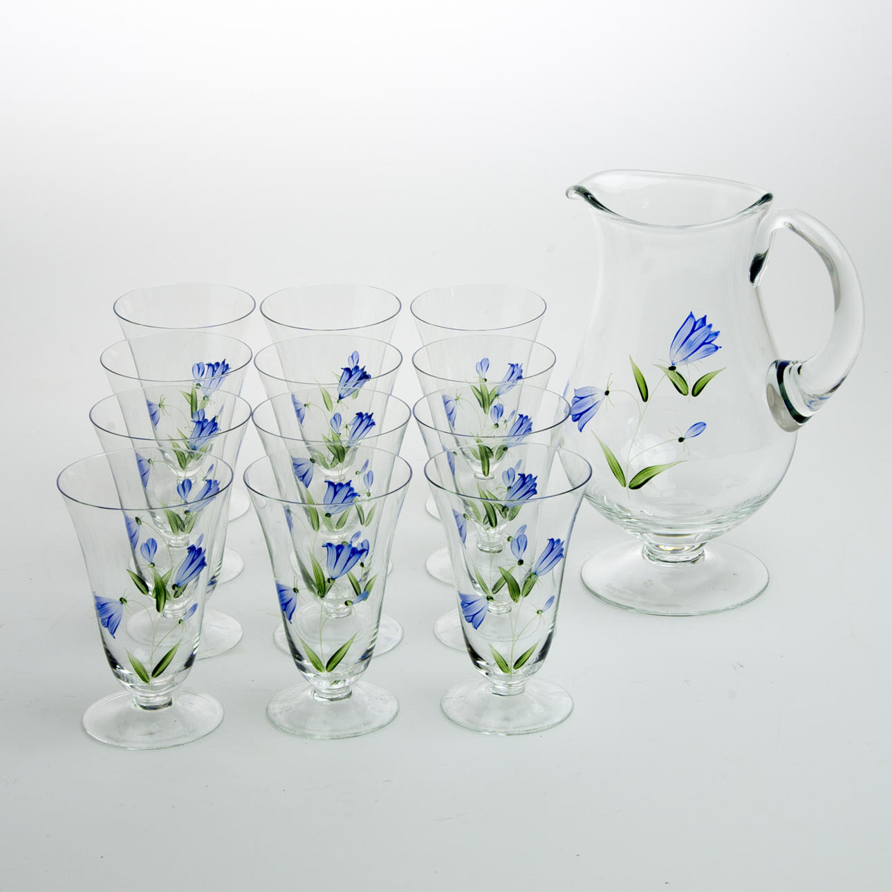 SAFTSERVIS, 13 delar, "Blåklocka", Christineholm, Fyrklövern.