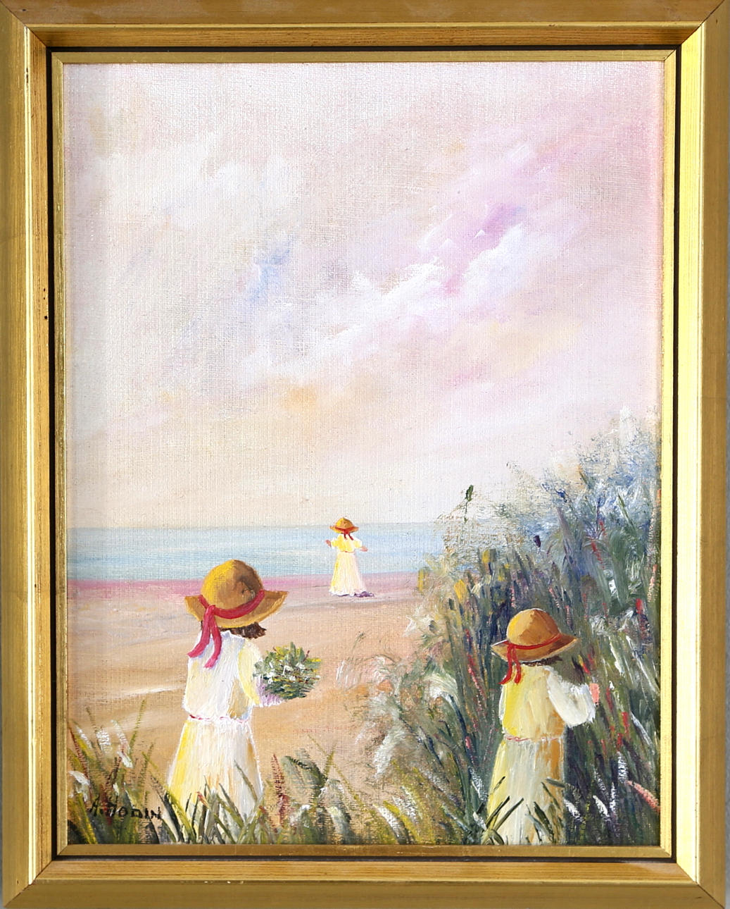 ANITA HODIN. Strandmotiv, olja på duk, signerad och daterad -88.