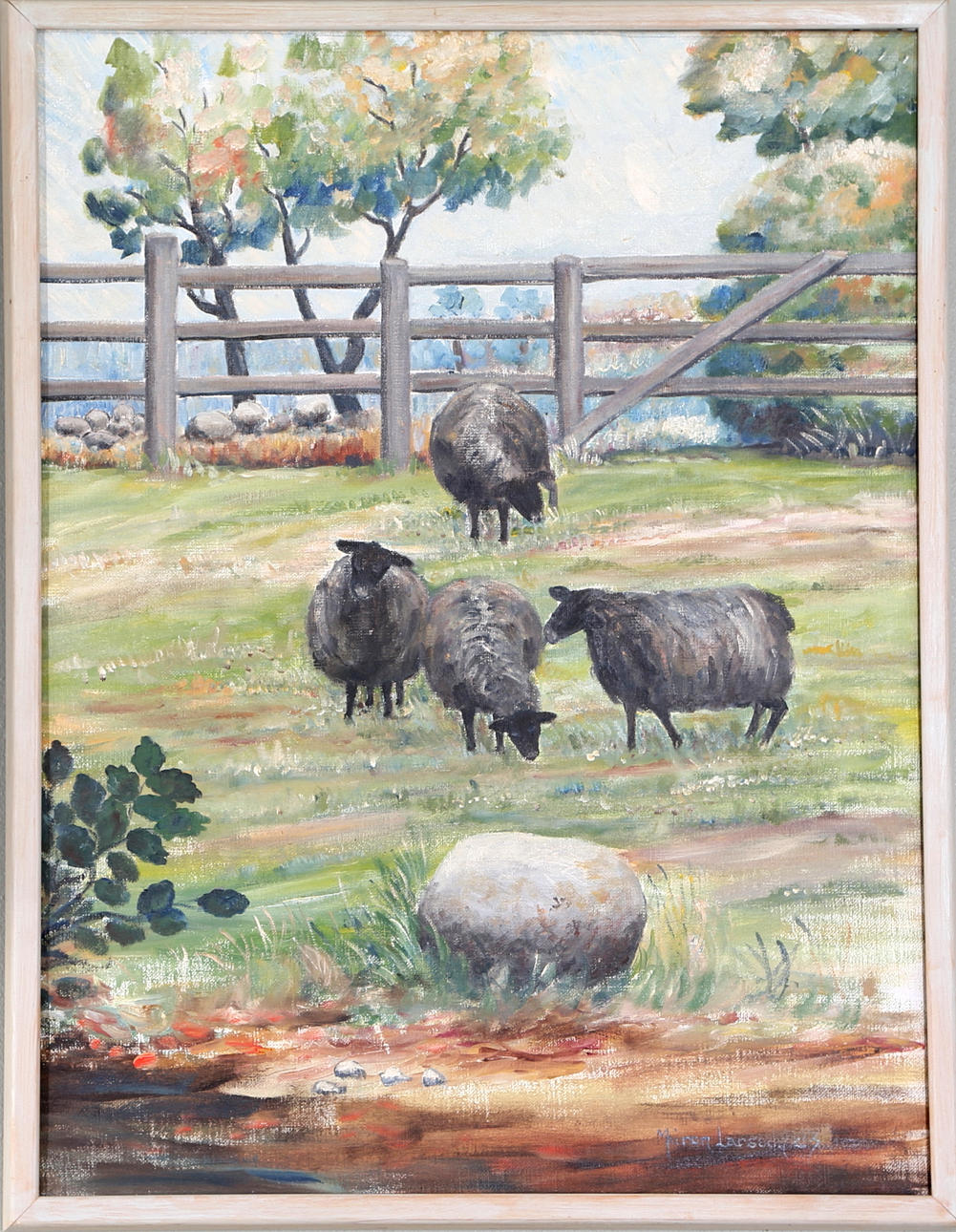 MAIRON LARSSON. Fårhagen, olja på duk, signerad och daterad.