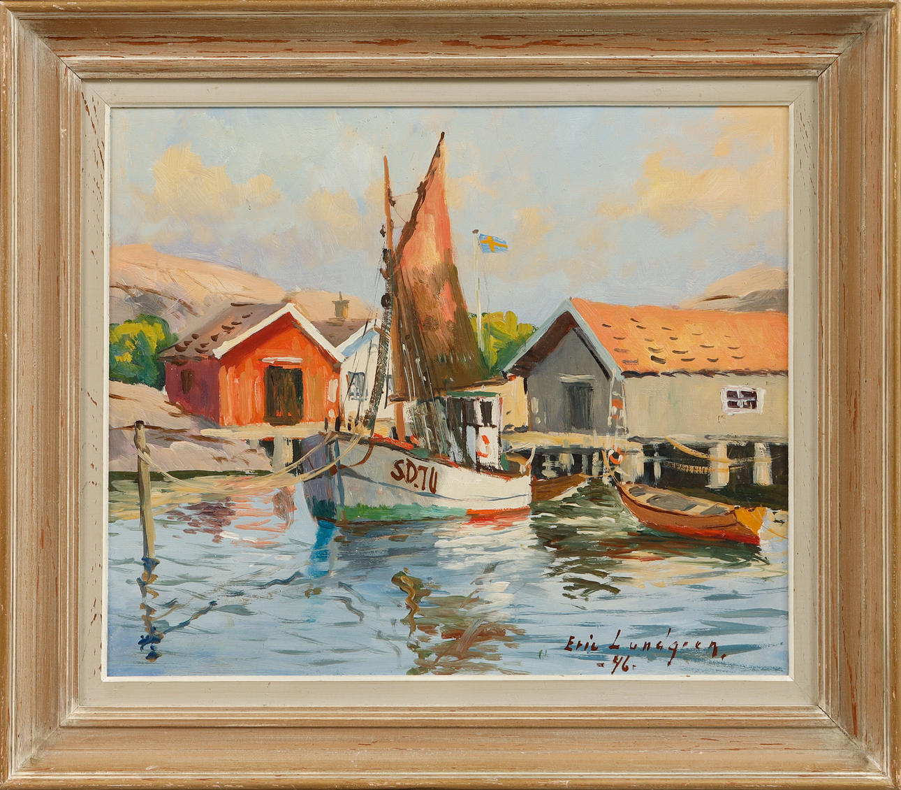ERIC LUNDGREN. Coastal picture, oil on panel, signed and dated -46.