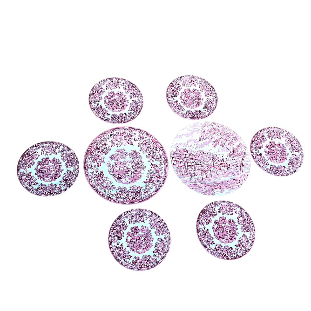 Staffordshire. Eight-piece serving set.