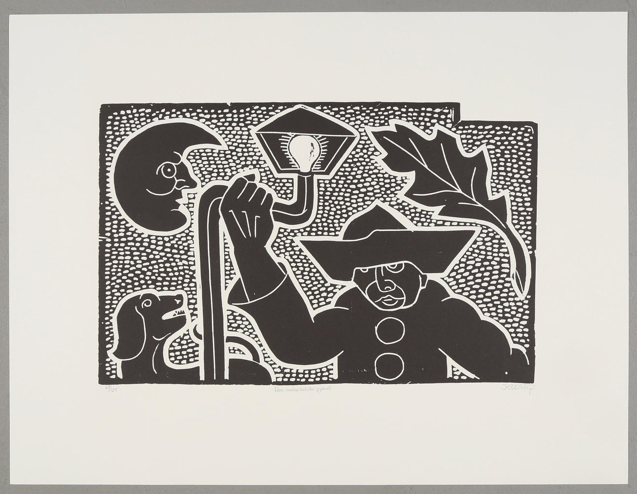 HENRY HEERUP. “The Melancholic Pjerrot”, lithography.