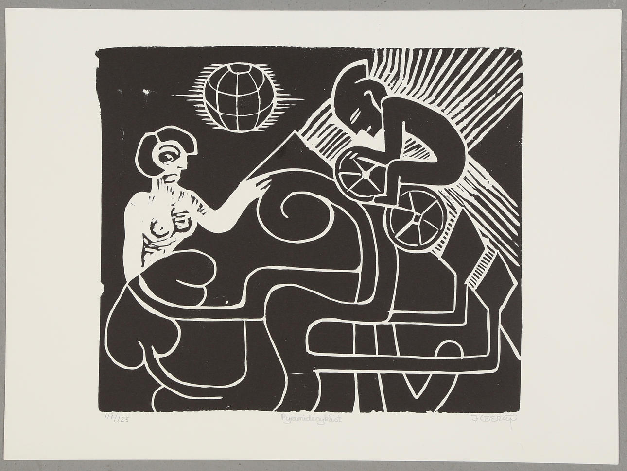 HENRY HEERUP. “Pyramid Cyclist”, lithography.