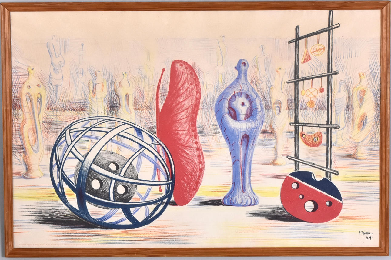 AFTER HENRY  MOORE. Color lithography.