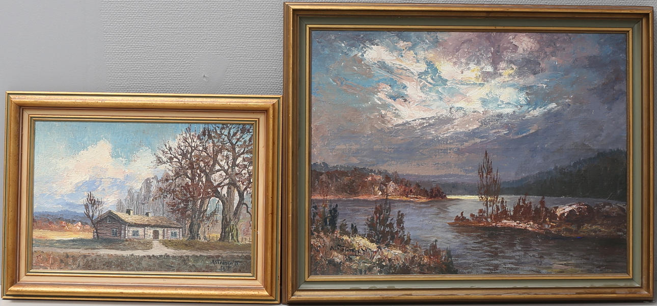 ARVID STRÖMQVIST. Olja på duk, 2 st, signerade och daterade -38.