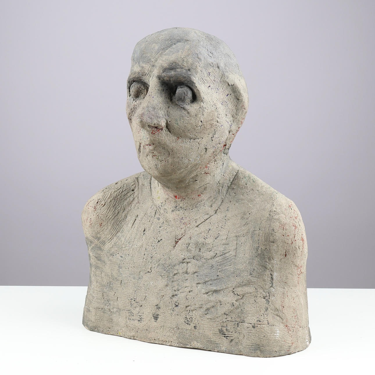 Unknown artist, bust of cement, signed and dated 1956.