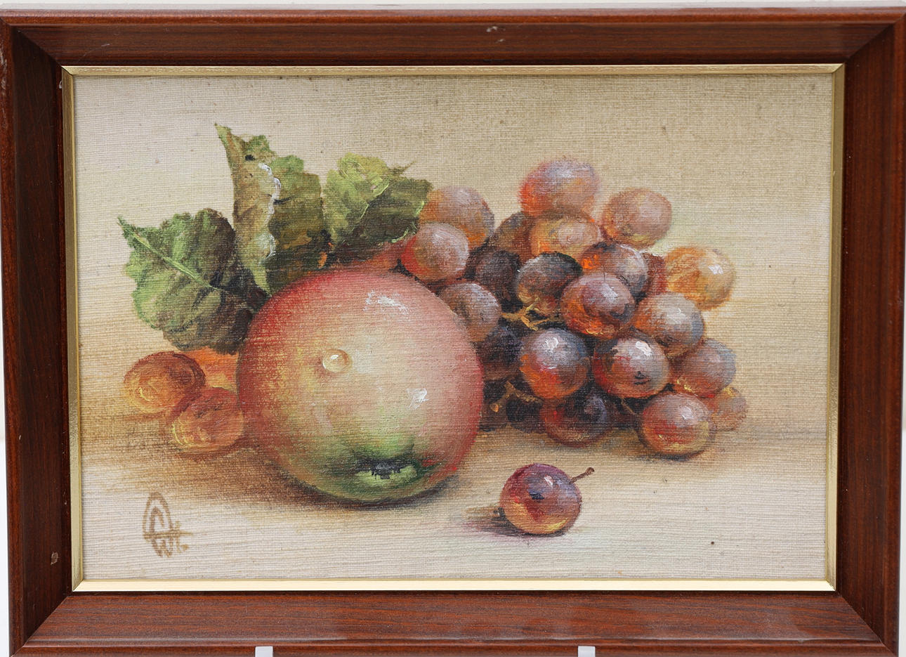 OIDENTIFIERAD KONSTNÄR. Still life with fruits, signed.