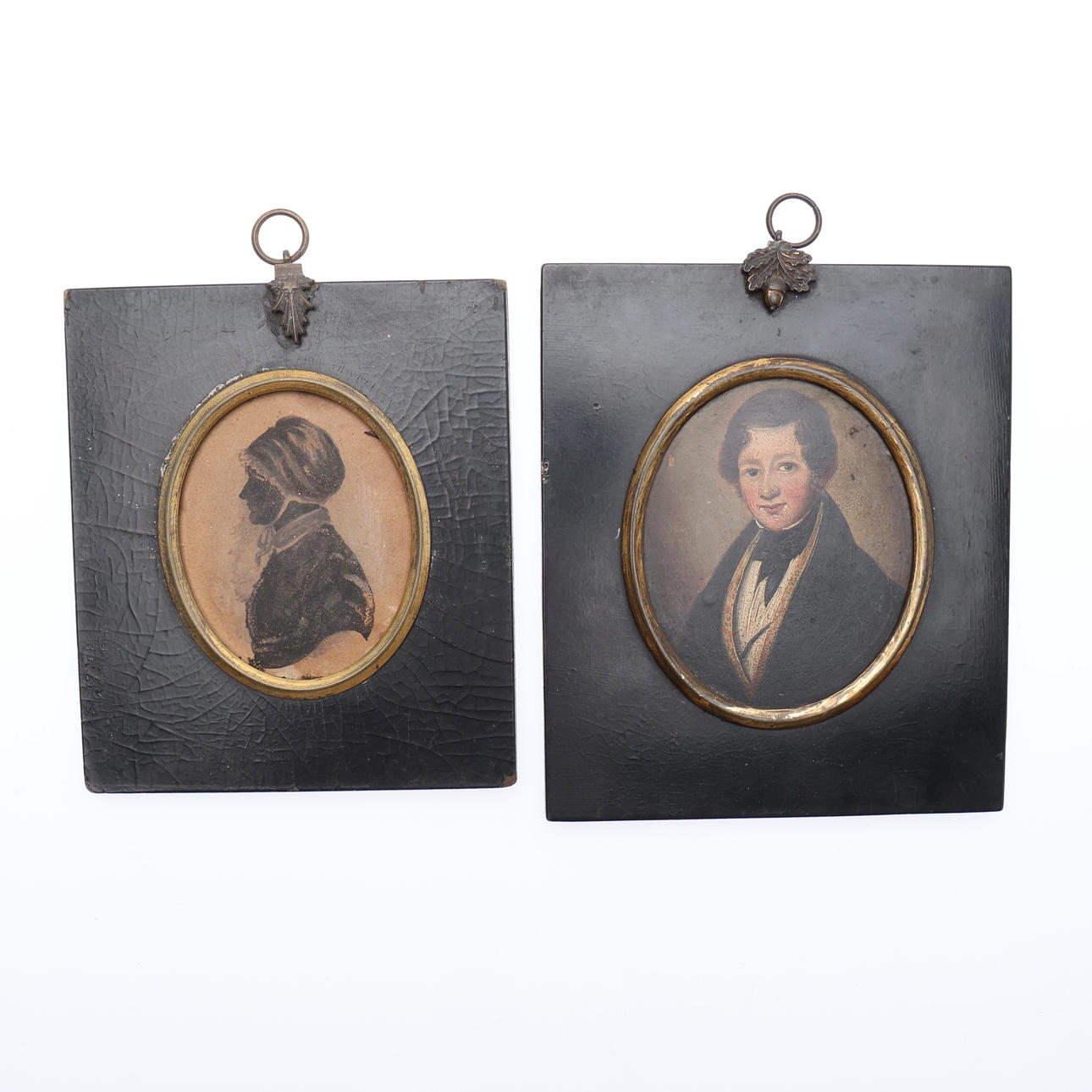 REGENCY PORTRAIT MINIATURE AND A SILHOUETTE. (2).