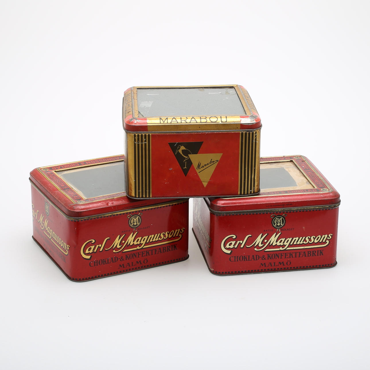 PLÅTBURKAR, 3 st, Marabou, Carl M Magnussons Choklad- & Konfektfabrik.