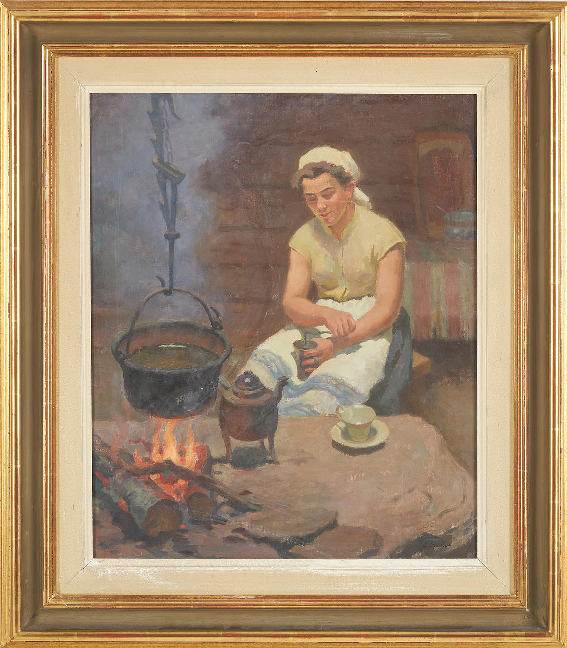 BERNHARD OSCARSSON. Interiörscen, olja på duk, signerad.