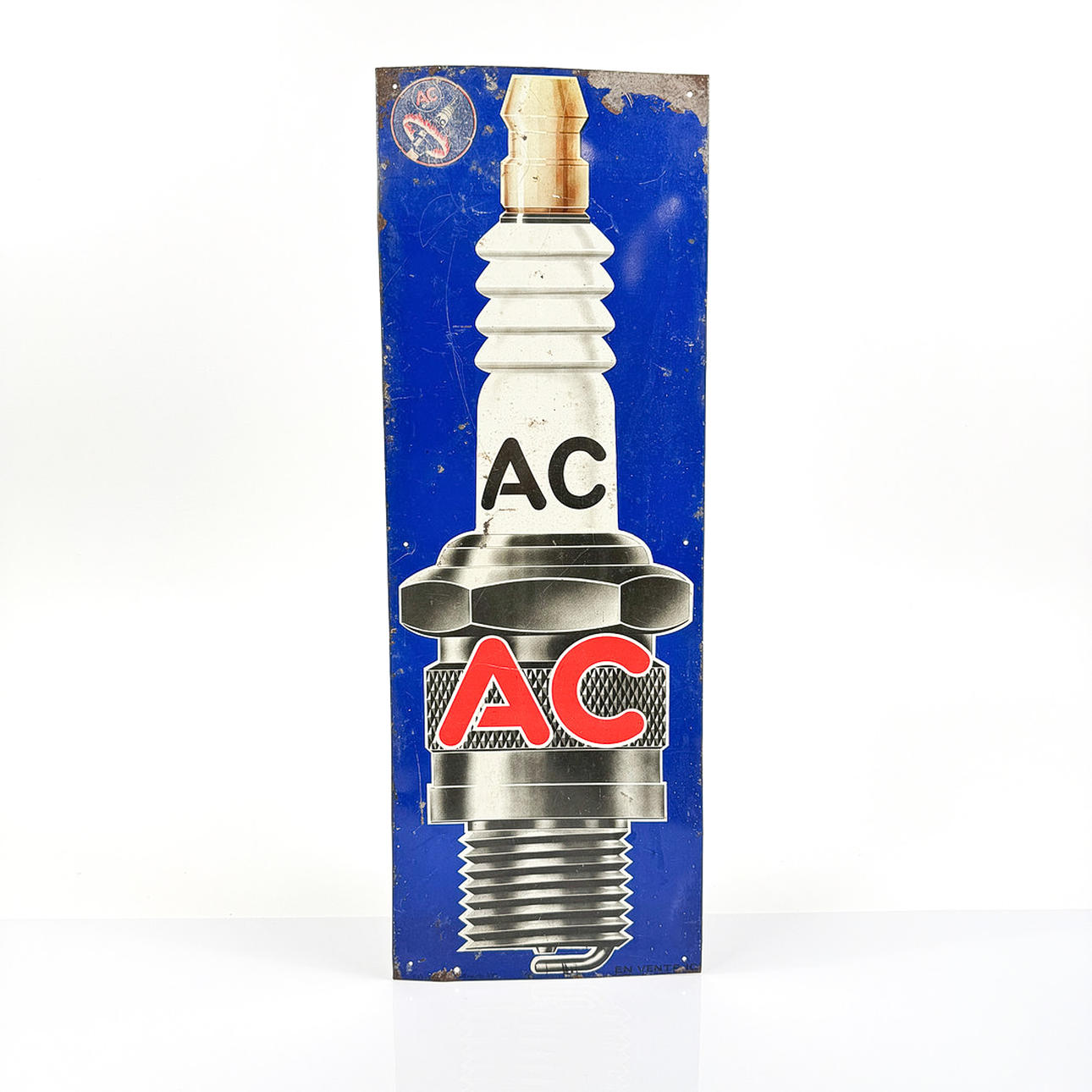 AC Tändstift, plåtskylt, 1940/50-tal.