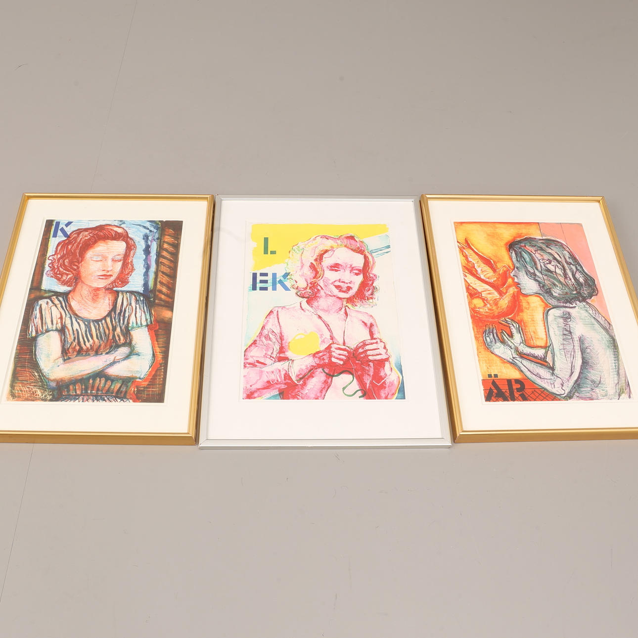 EVA ZETTERVALL. Färglitografier, 3 st, signerad och numrerad.