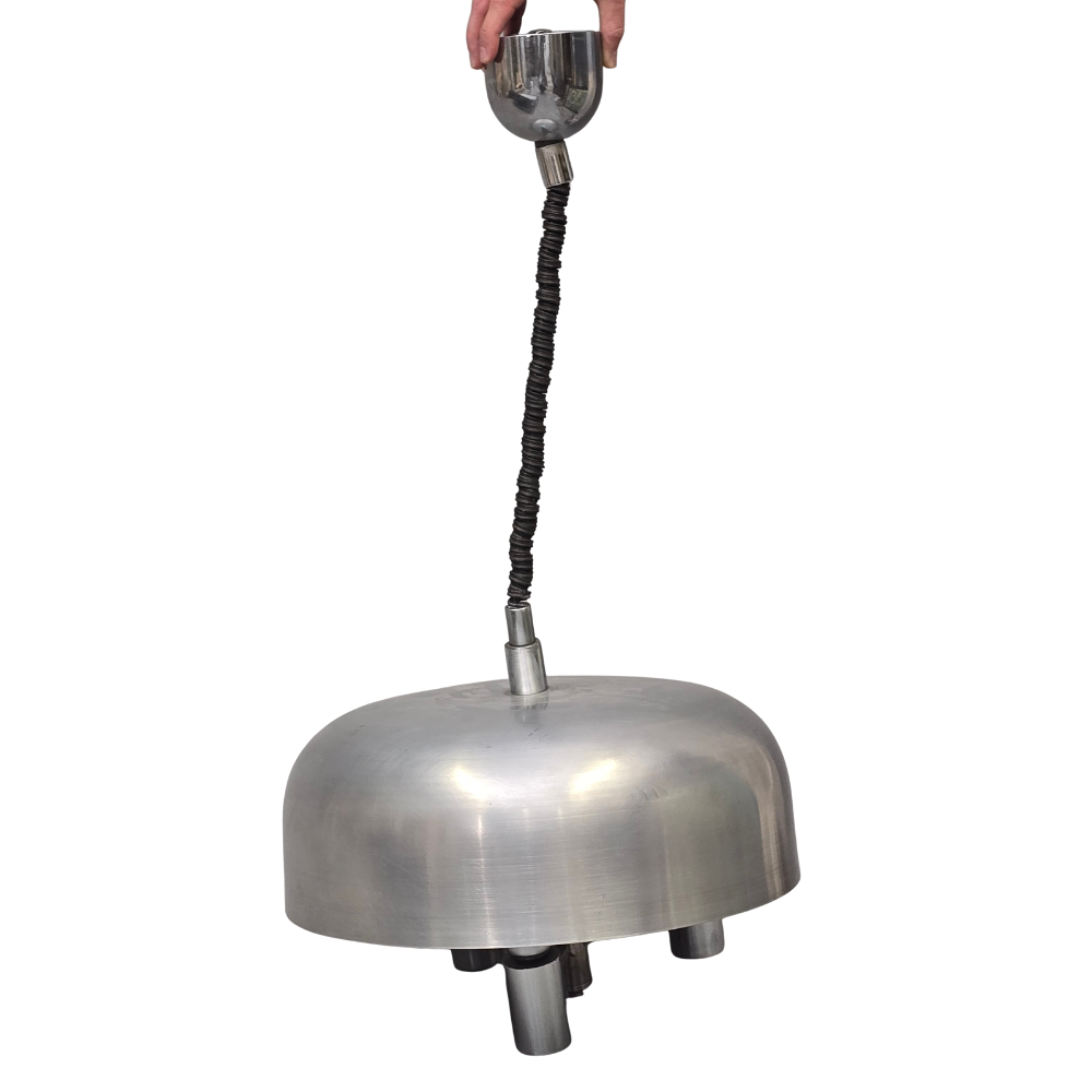 METAL CEILING LAMP WITH THREE LIGHT POINTS.