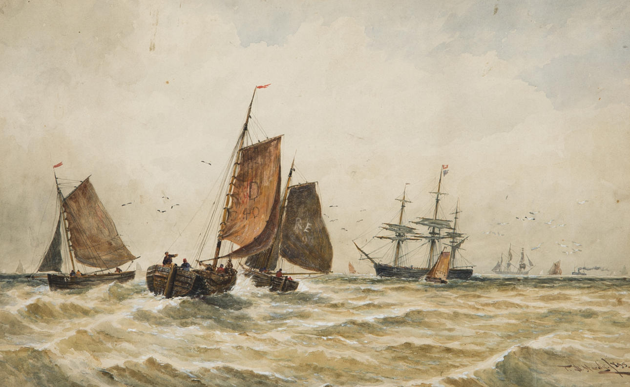 THOMAS BUSH HARDY. Segelbåtar, akvarell, signerad T.B. Hardy 95.